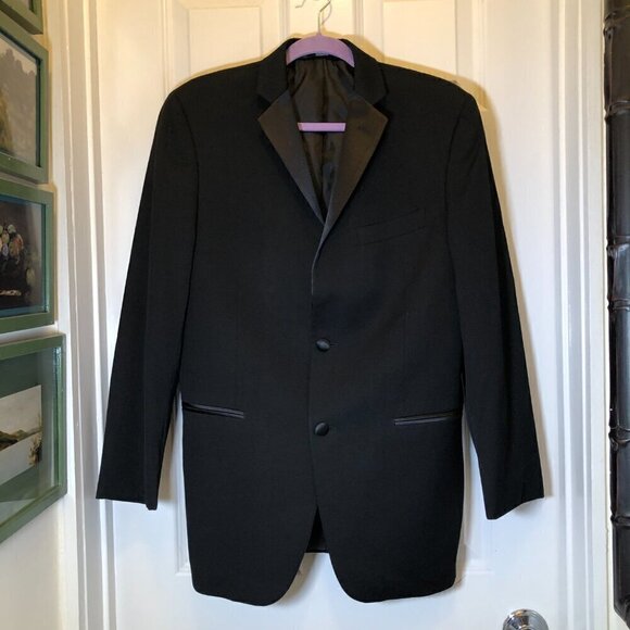 IKE BEHAR “PARKER" SLIM FIT NOTCH BLACK TUXEDO JACKET EUC Size 38R - Picture 2 of 7